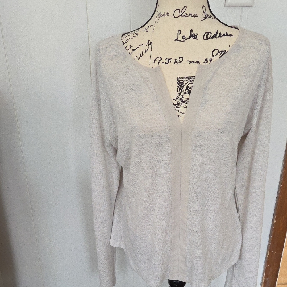 Sanctuary Oatmeal Split Neck Sweater